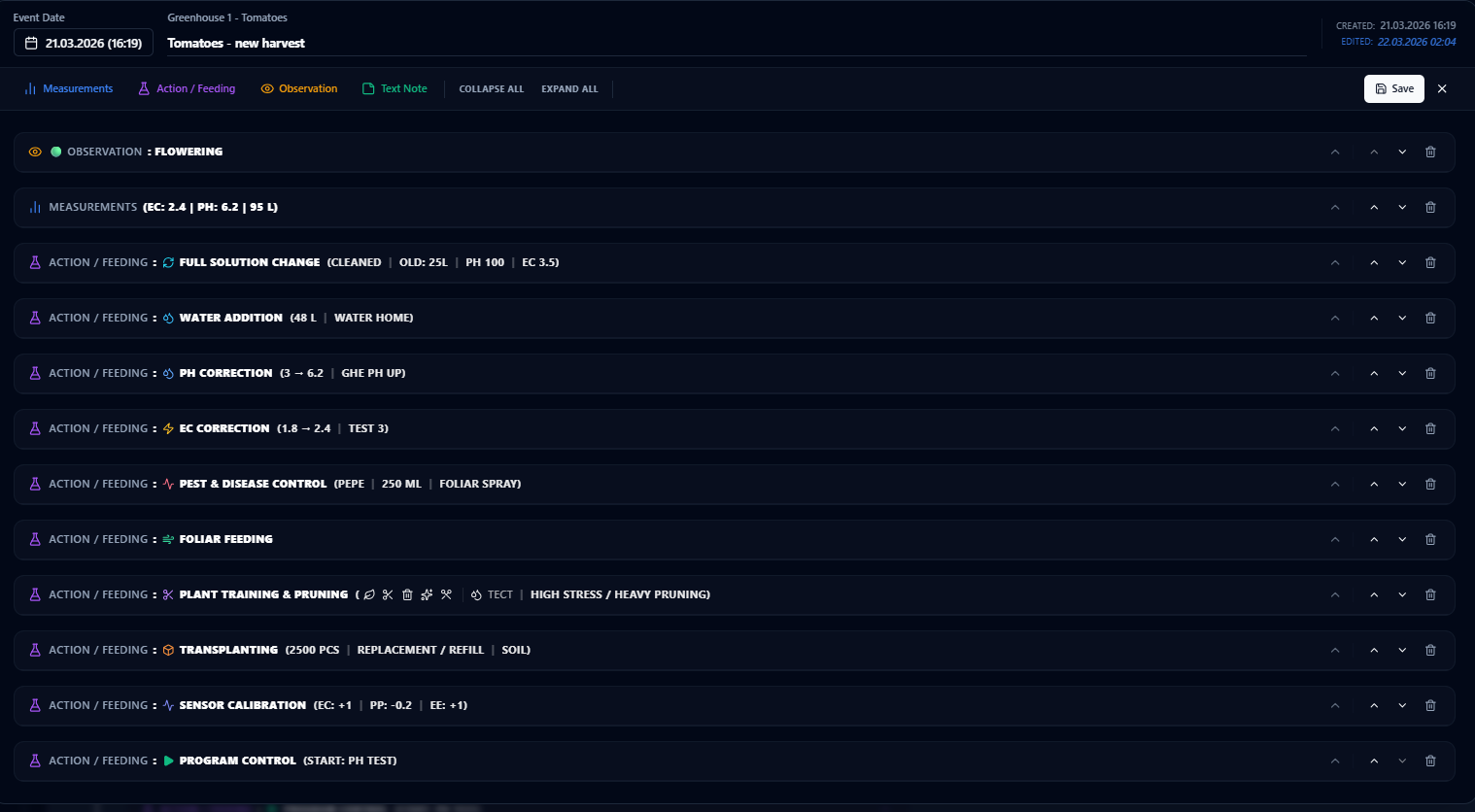 Log Modal with Notes