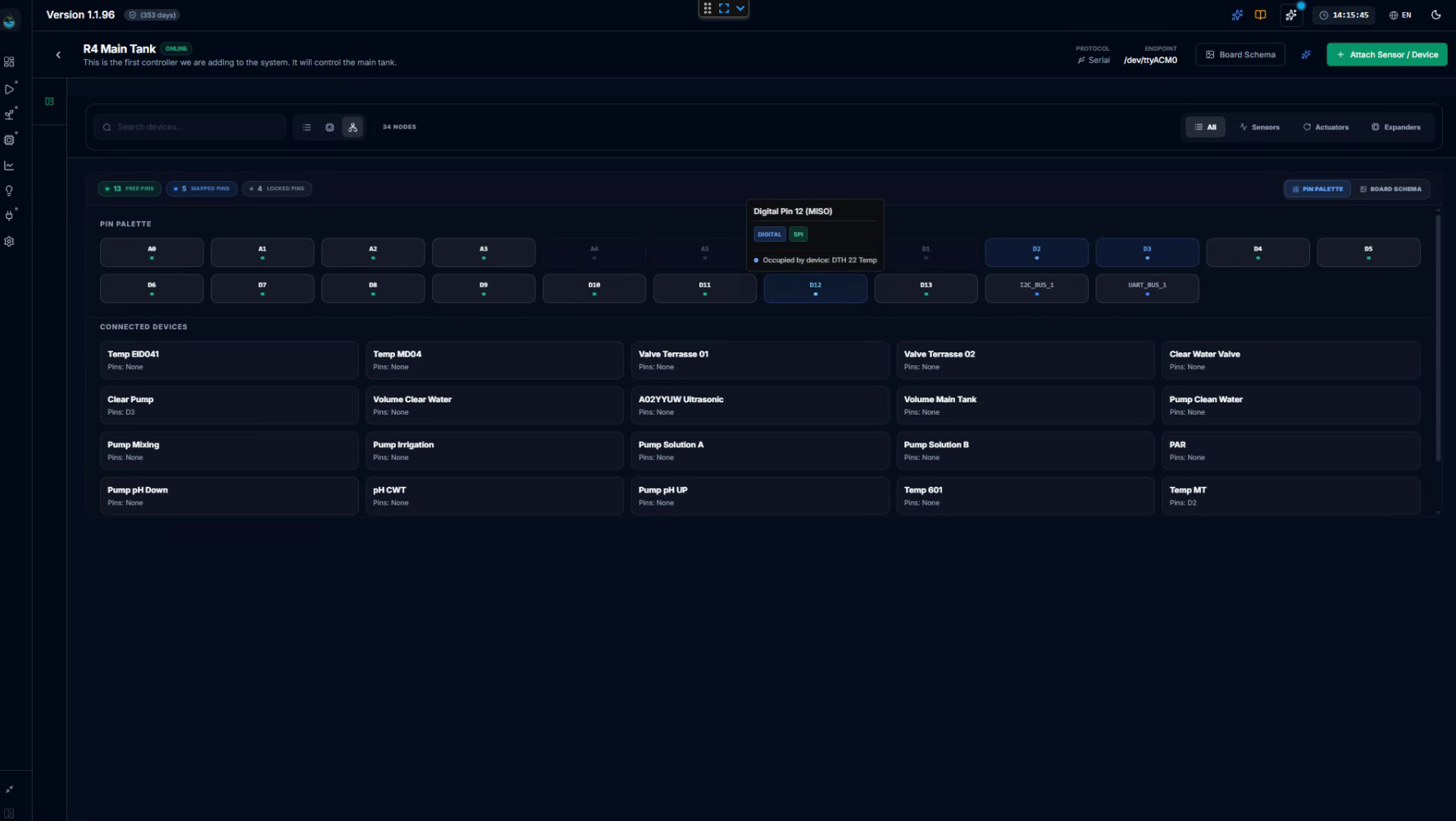 CeresFlows Pin Palette and Physical Pin Mapping