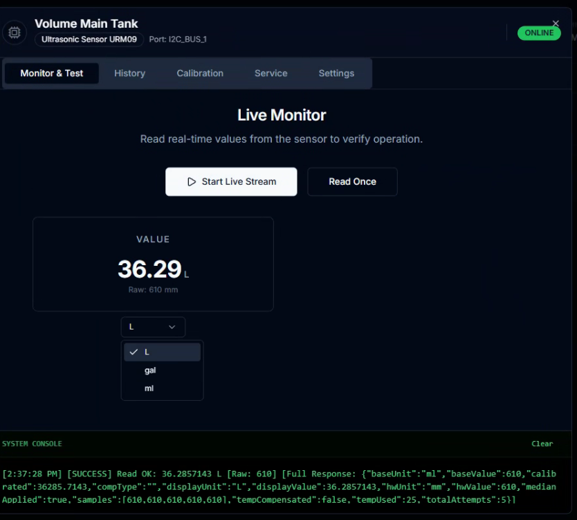 CeresFlows Live Monitor & Test Dialog