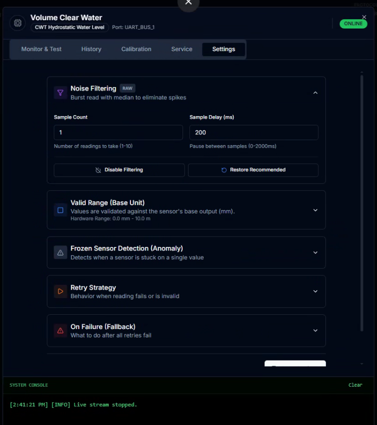 CeresFlows Advanced Device Reliability Settings