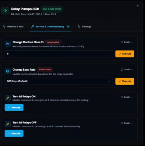 CeresFlows Expander Service and Commissioning Tab