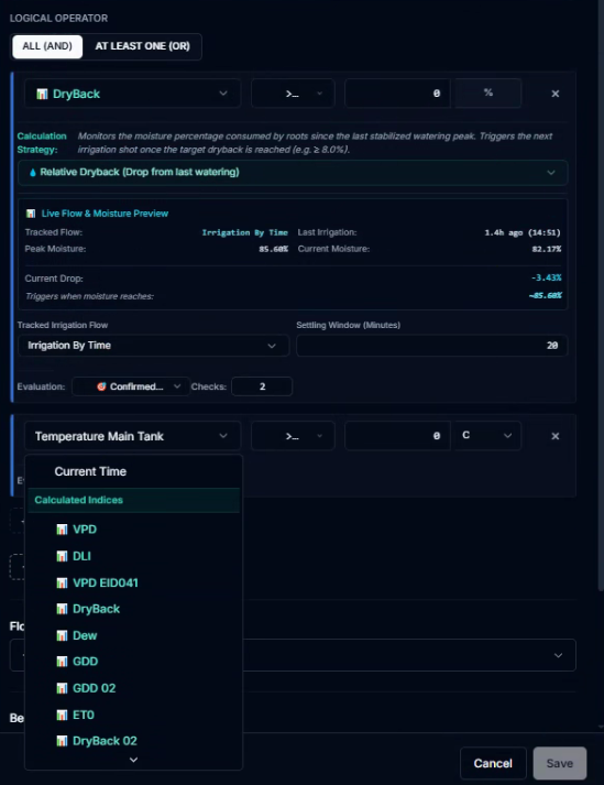 CeresFlows Calculated Indices and DryBack Engine