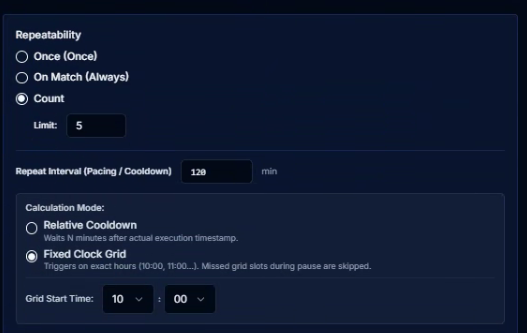 CeresFlows Pacing and Cooldown Configuration
