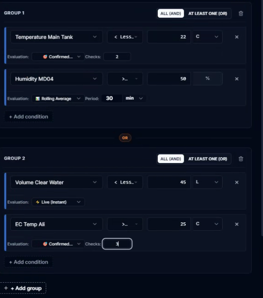 CeresFlows Two-Tier Condition Groups Editor