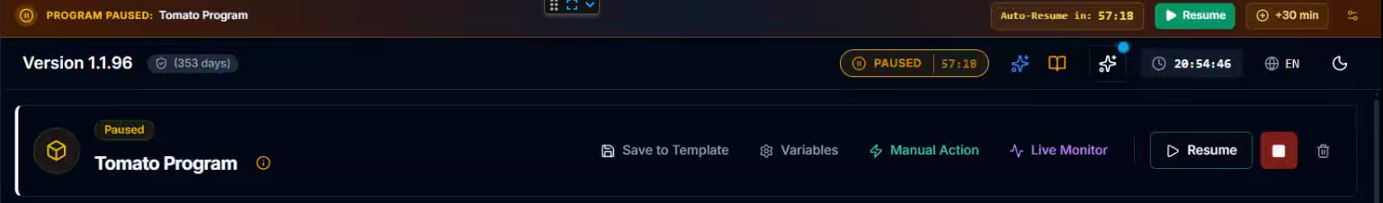CeresFlows Global Pause Banner and Timeout Countdown