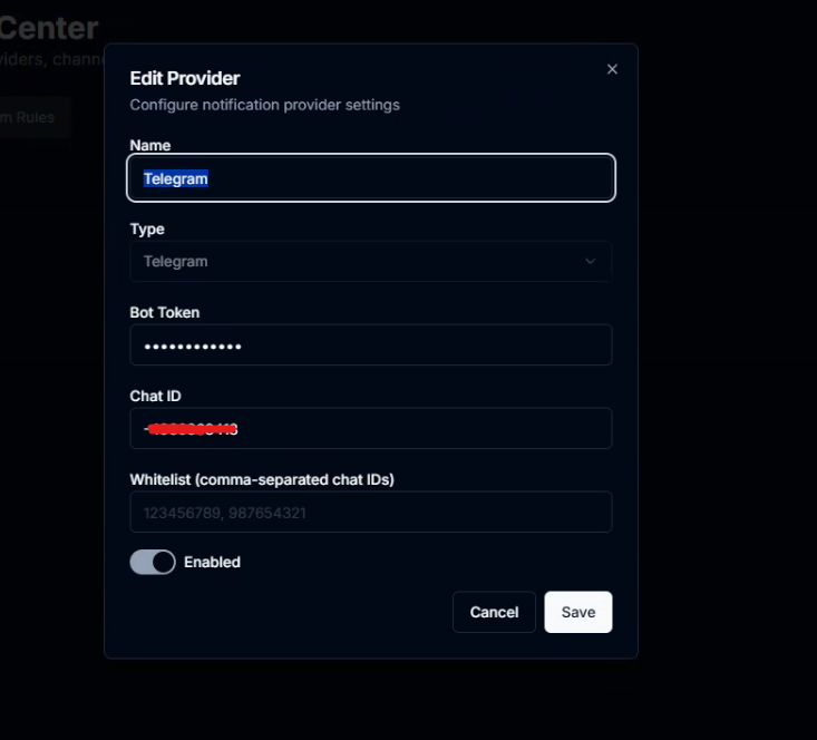 CeresFlows Edit Notification Provider Modal
