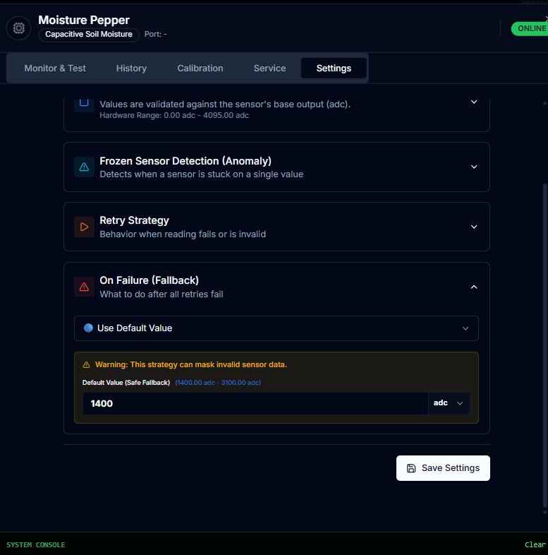 CeresFlows Sensor Default Value Fallback