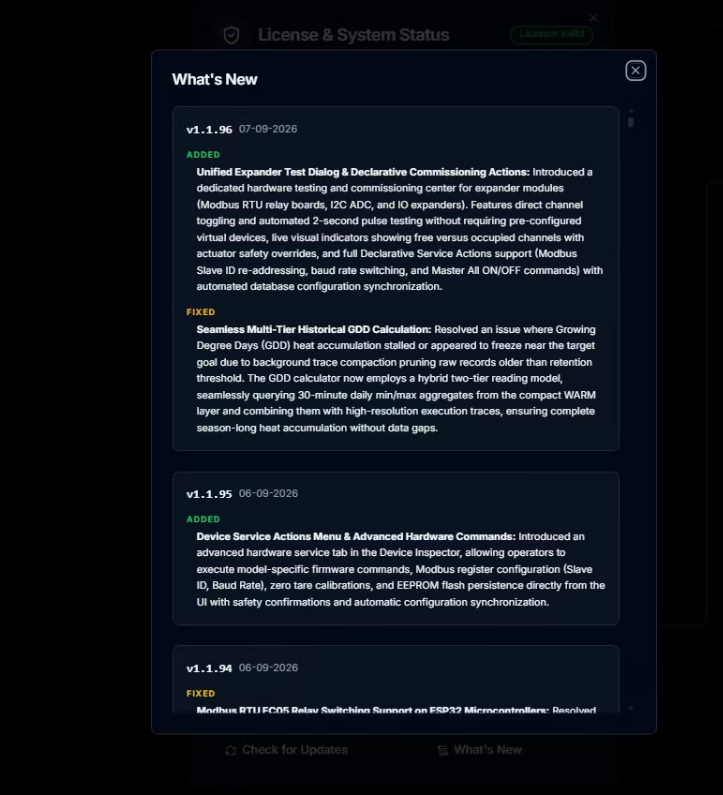 CeresFlows What's New Changelog Viewer